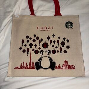 Starbucks Dubai Chinatown Tote Bag - Red and Cream